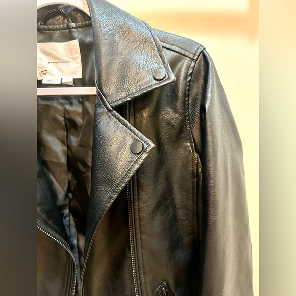 Anthropology Saige Faux Leather BLACK Moto Jacket Size Small - Picture 7 of 12